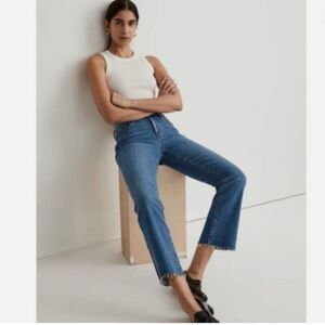 Madewell Kick Out Crop Jeans Cherryville Wash Raw Hem Size 26